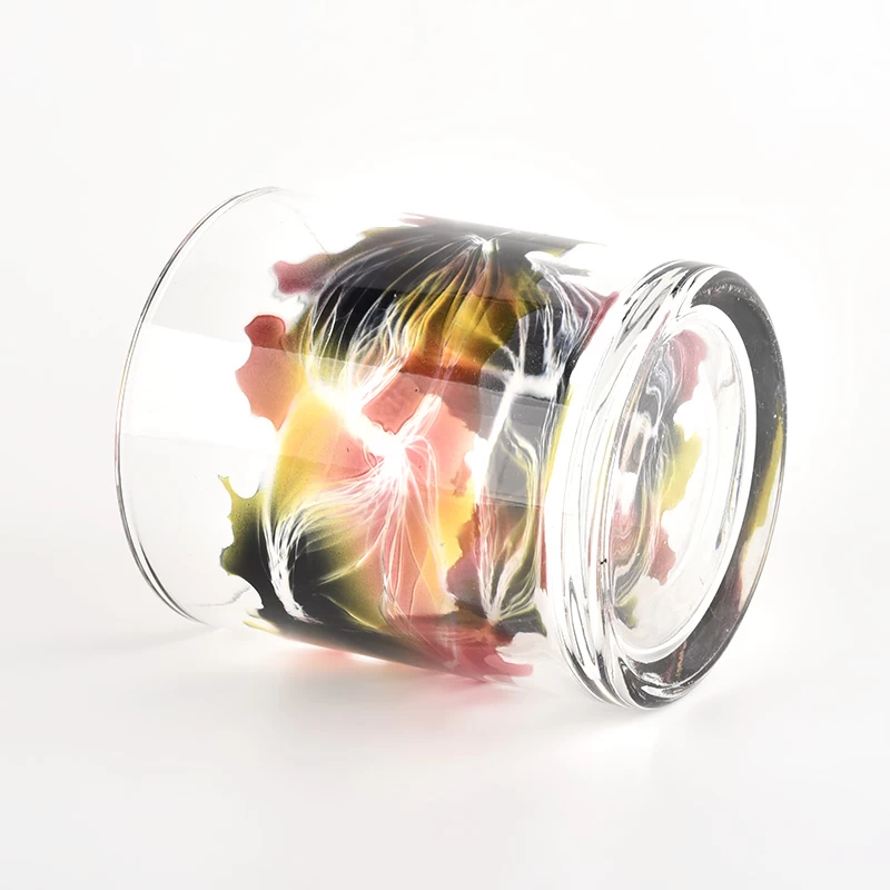 8oz glass candle jar with paint color decoration