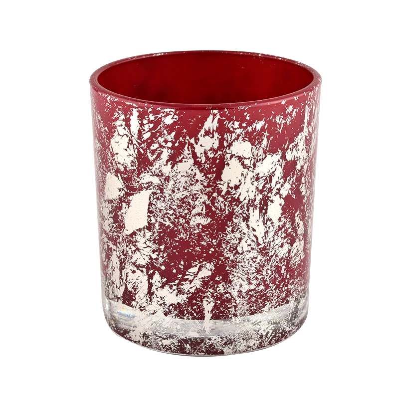 Custom high quality white printing dust and red glass candle jars