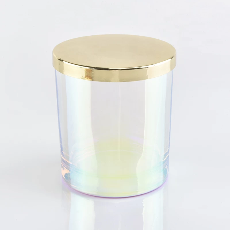 iridescent glass candle jars and candle vessels for home decorations