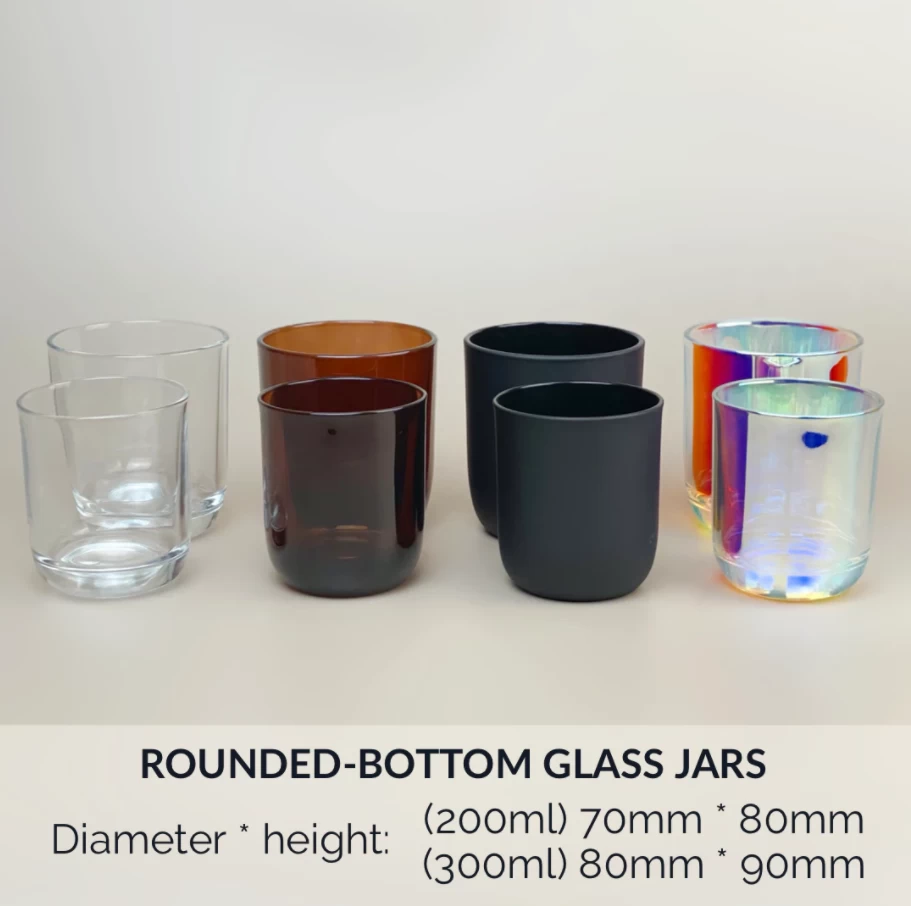 Round bottom thick wall candle glass jars for candle making 