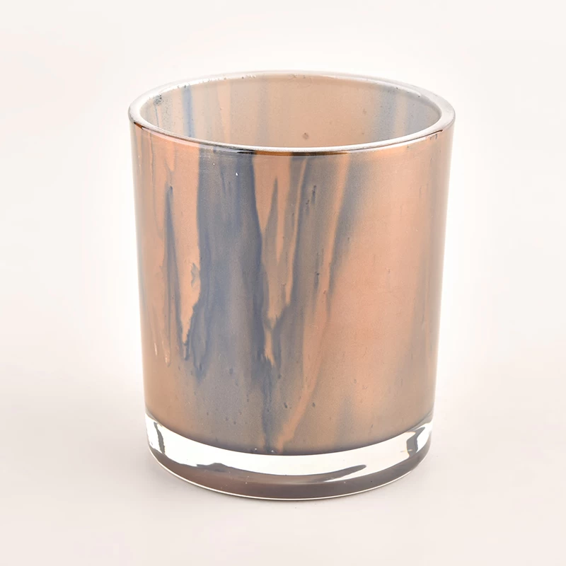 luxury glossy metal color glass candle holder