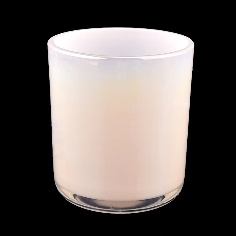 white iridescent color glass candle holders and containers for wholesale 