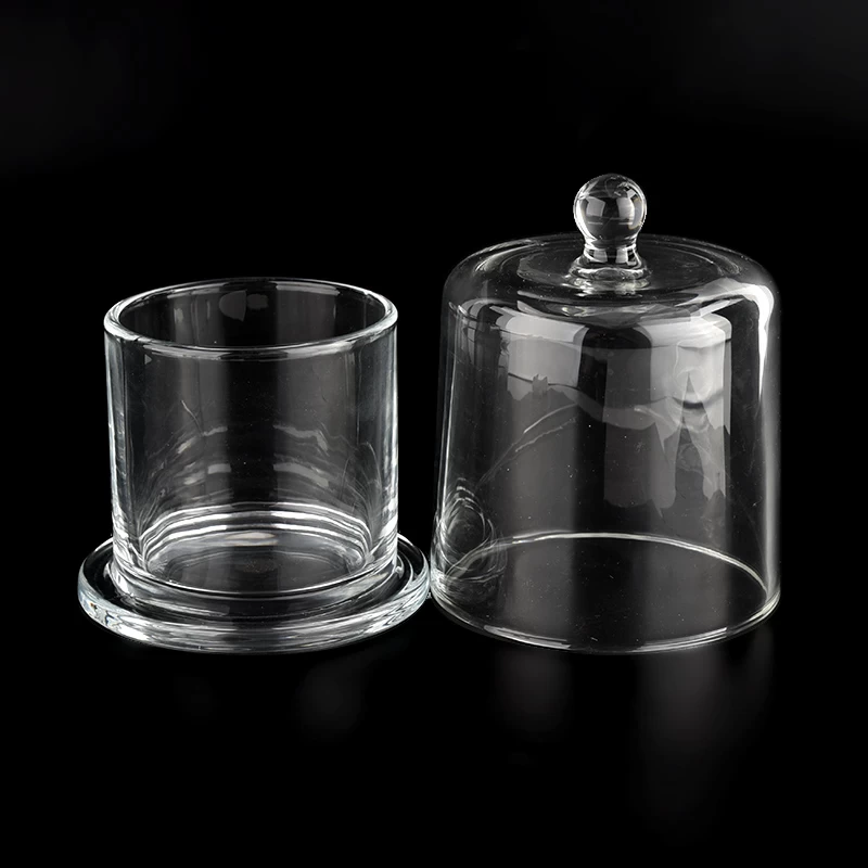 glass candle jar with glass cloche for wholesale