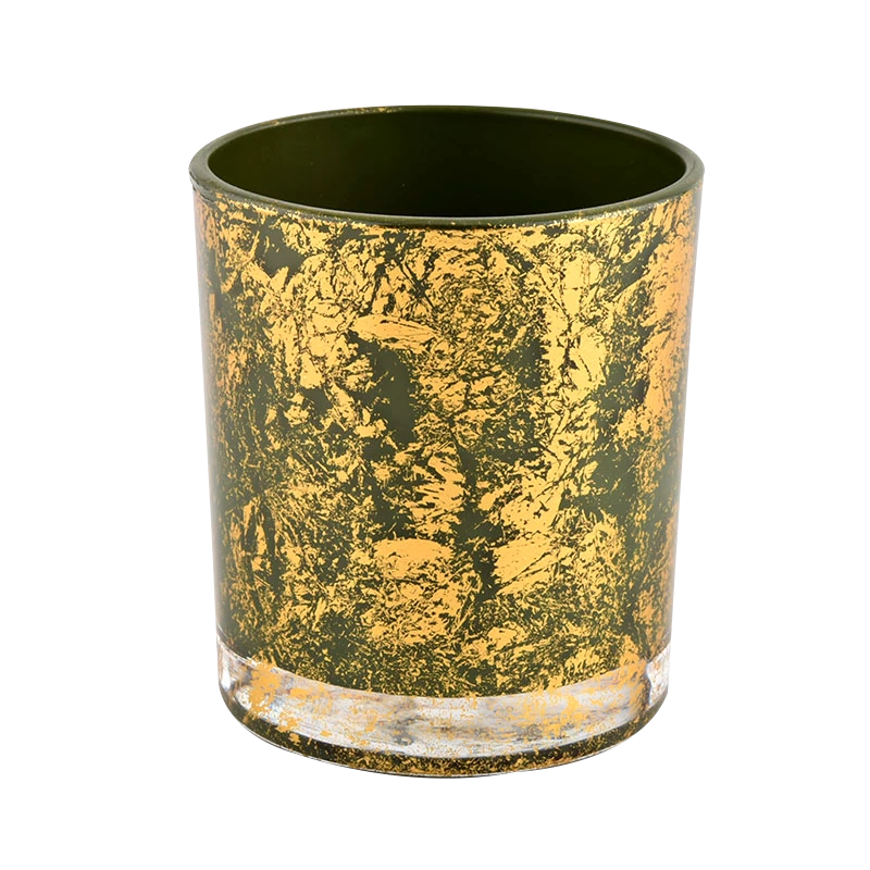 High quality gold green glass candle vessel luxury candle Jar with Gift Box
