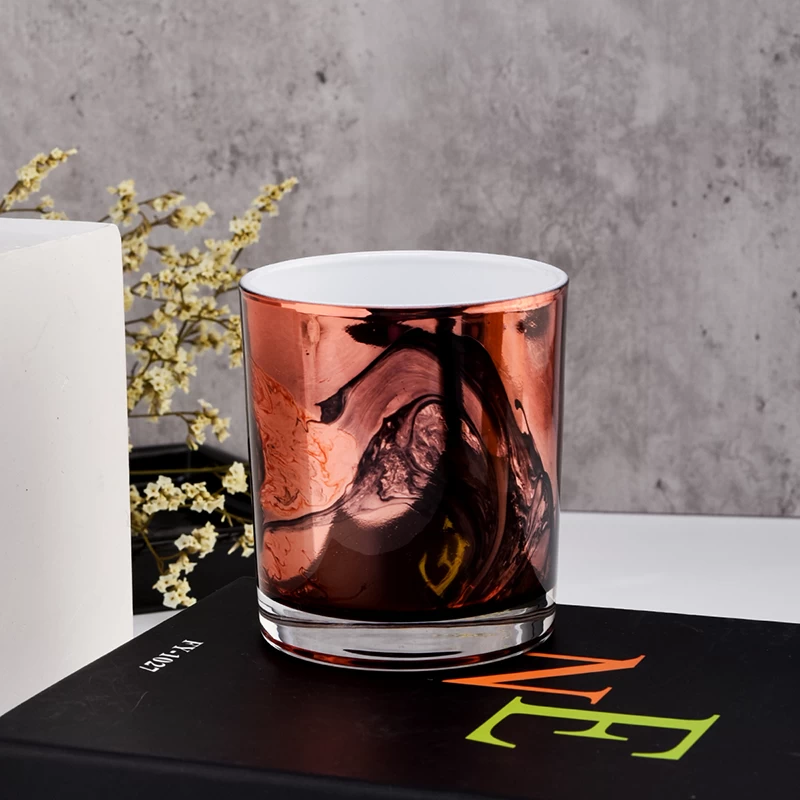 luxury abstract painting glass candle jar