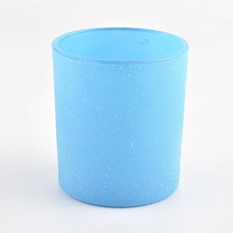Luxury Custom blue Glass Container Round Shape Clear Candle Jar Empty Glass Candle Holder
