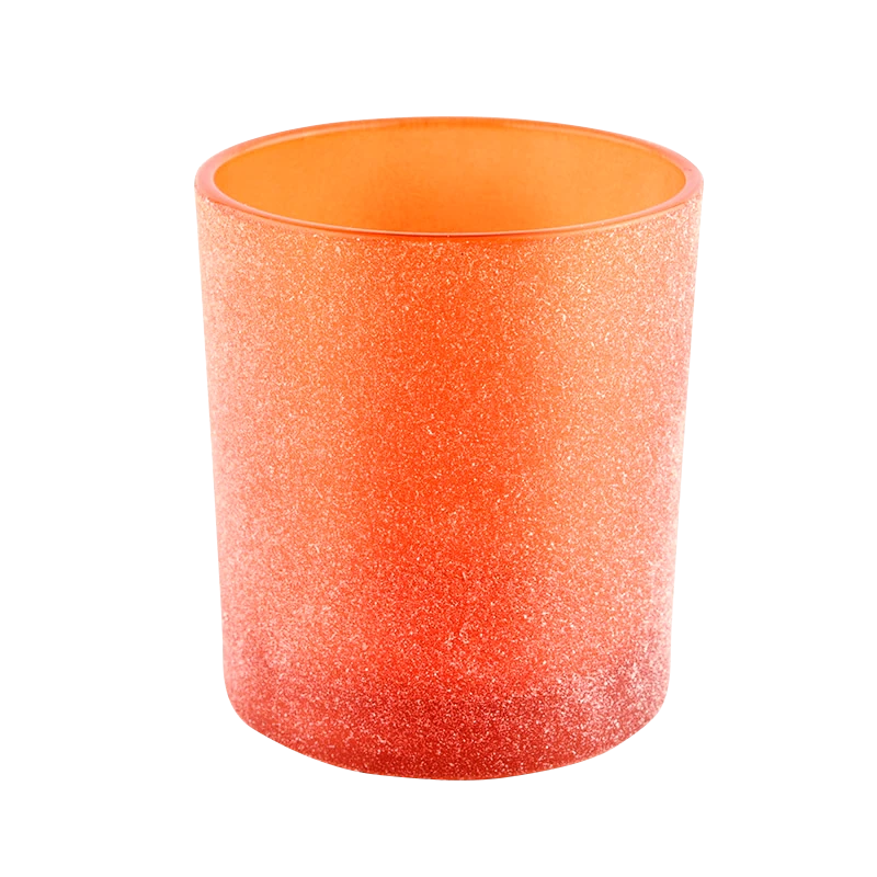 China Wholesale Luxury Custom Empty Orange Candle Holder Glass Candles Jars manufacturer