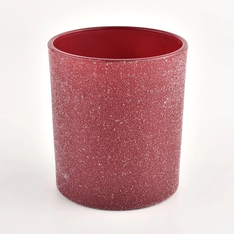 Wholesale Crimson Frosted Glass Candle Jars For Home Direction