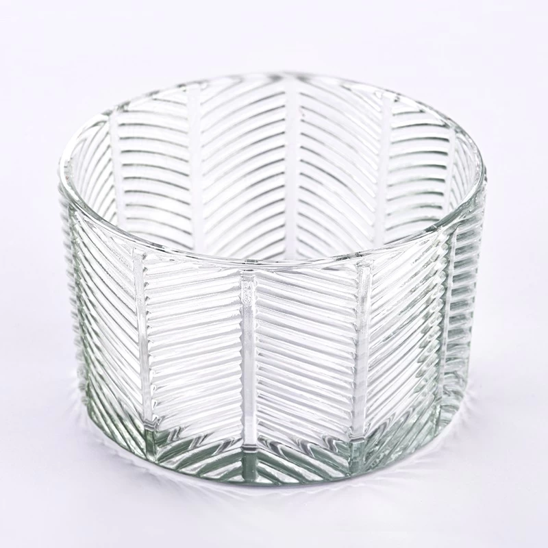 hot sale  large  capacity  diagonal stripes glass candle holder