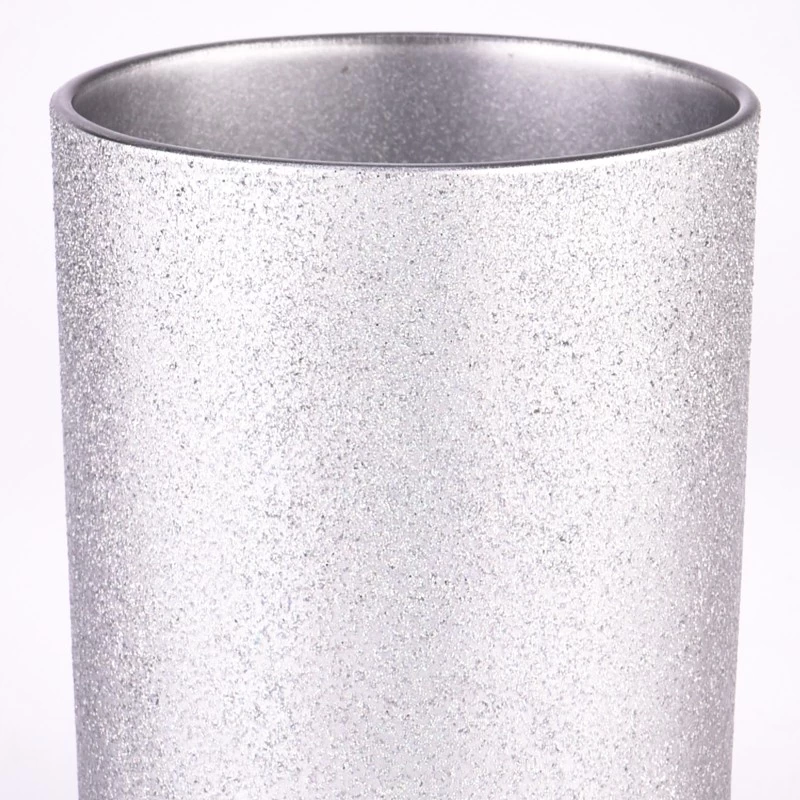 Wholesale 8 oz linear jars with silver effect outside the glass candle holder for weddings