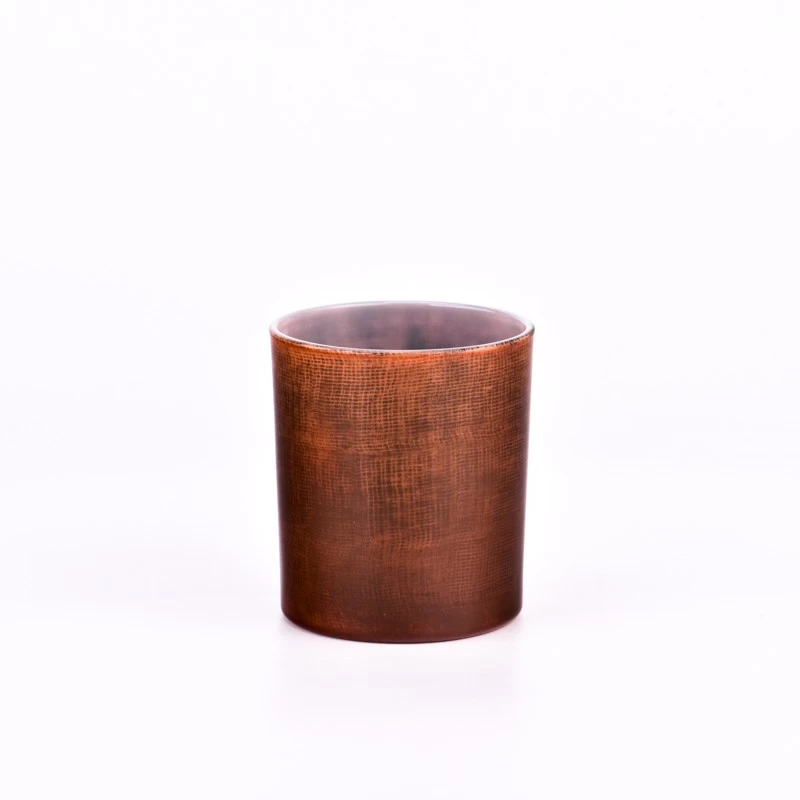 China Wholesale hand effect brown glass candle jars for home improvement manufacturer