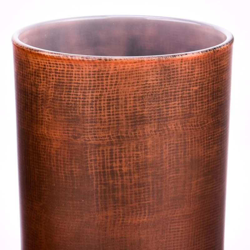 Wholesale hand effect brown glass candle jars for home improvement