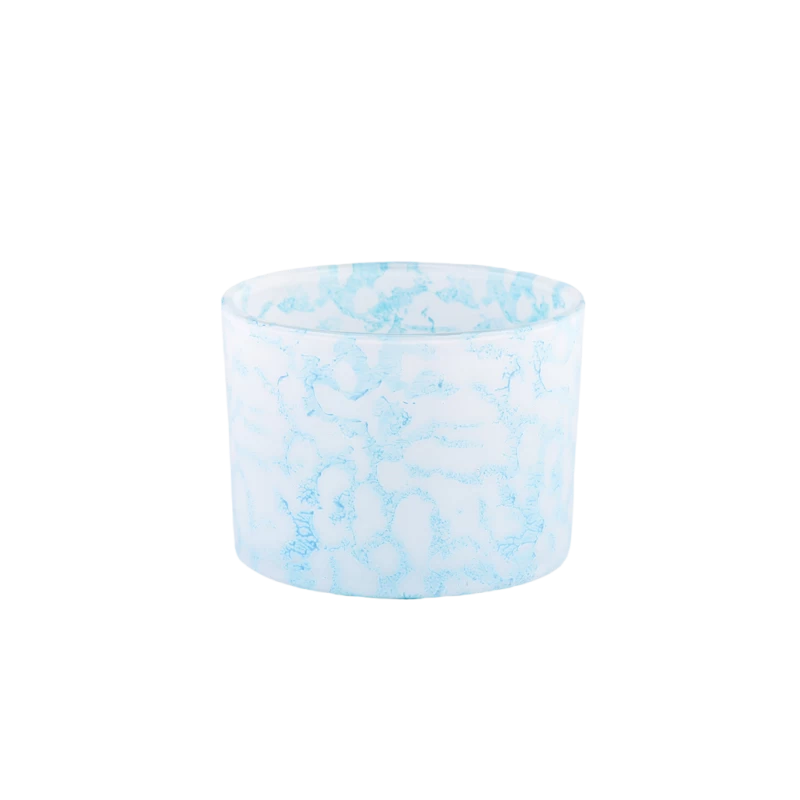 China Wholesale rock effect blue glass candle jars for home decor manufacturer