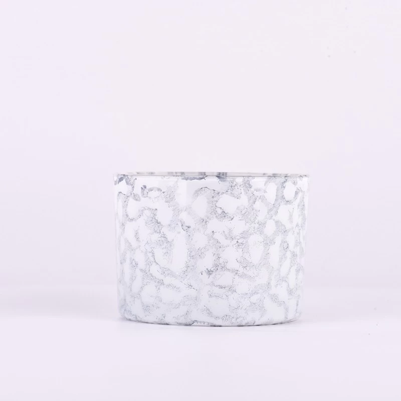 China 510ml gray wide mouth  glass candle holder rock effect manufacturer