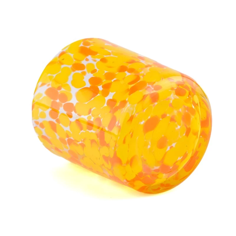 Wholesale yellow yolk-patterned glass candle jar candle vessels for candle making