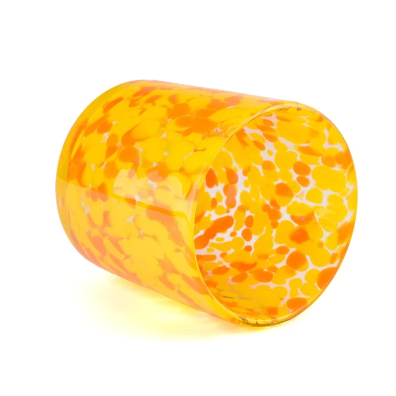 Wholesale yellow yolk-patterned glass candle jar candle vessels for candle making