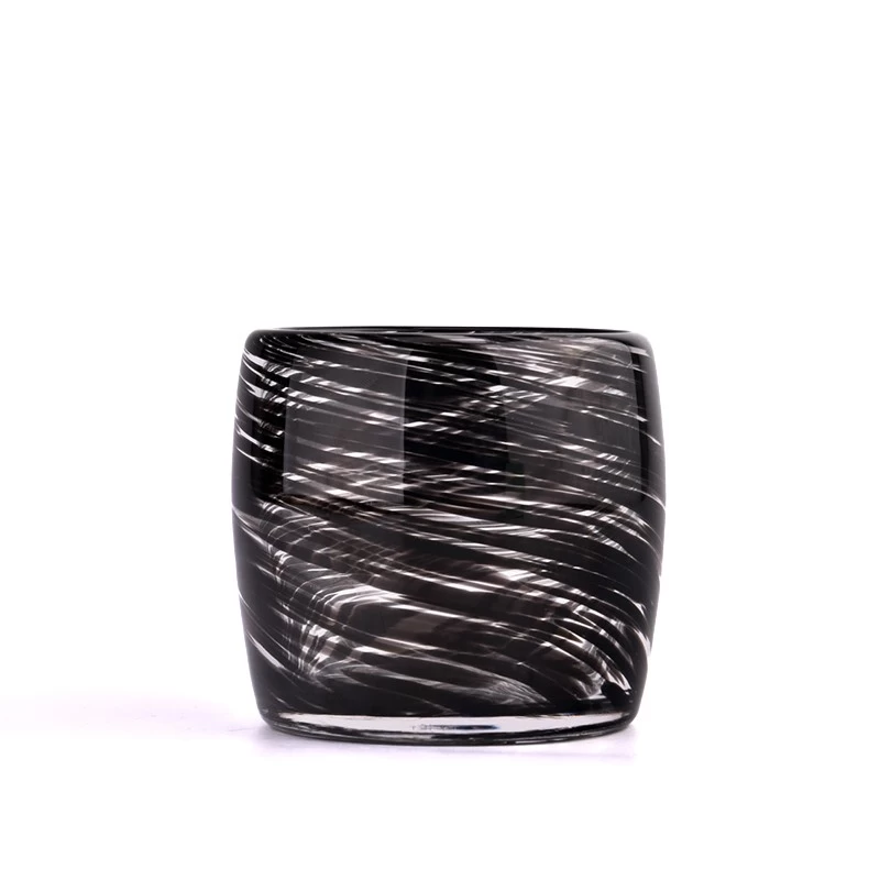 Wholesale newly designed black glass candle jars for candle holder decoration