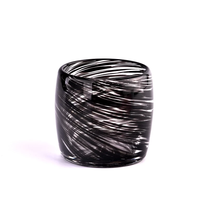 Wholesale newly designed black glass candle jars for candle holder decoration