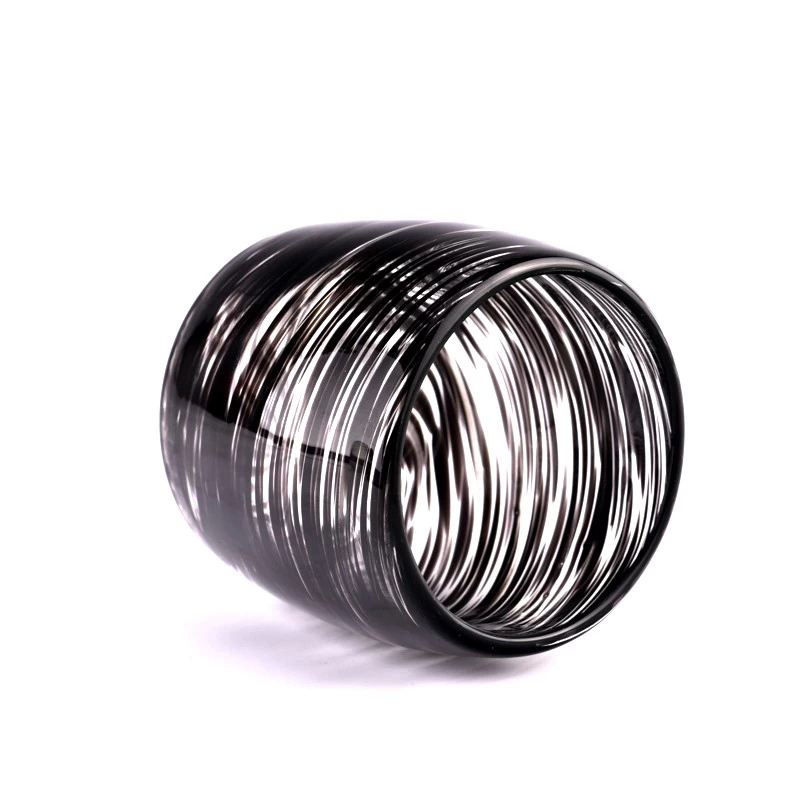 Wholesale newly designed black glass candle jars for candle holder decoration