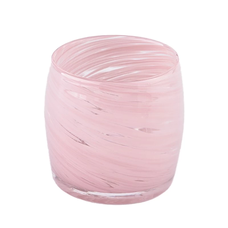 Wholesale pink patterned glass candle jars for home decor