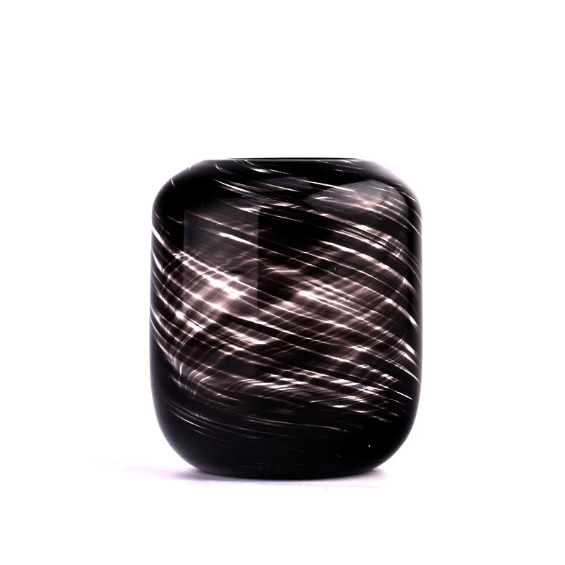 Luxury custom black thin flash cylindrical glass candle jar