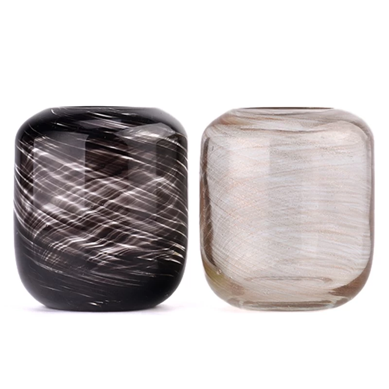 Luxury custom black thin flash cylindrical glass candle jar