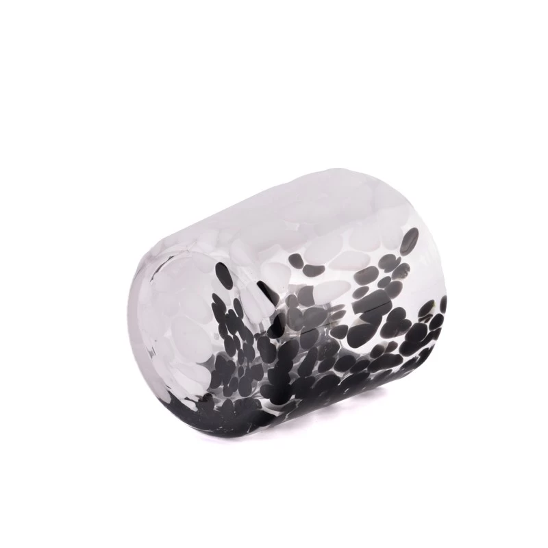 Wholesale custom made black and white spotted glass candle jars