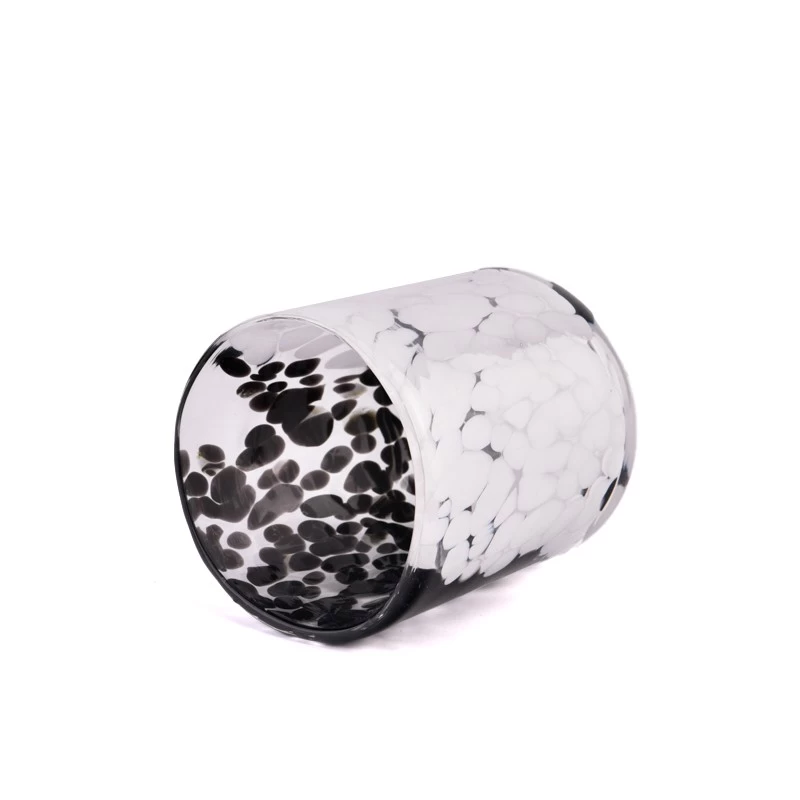 Wholesale custom made black and white spotted glass candle jars