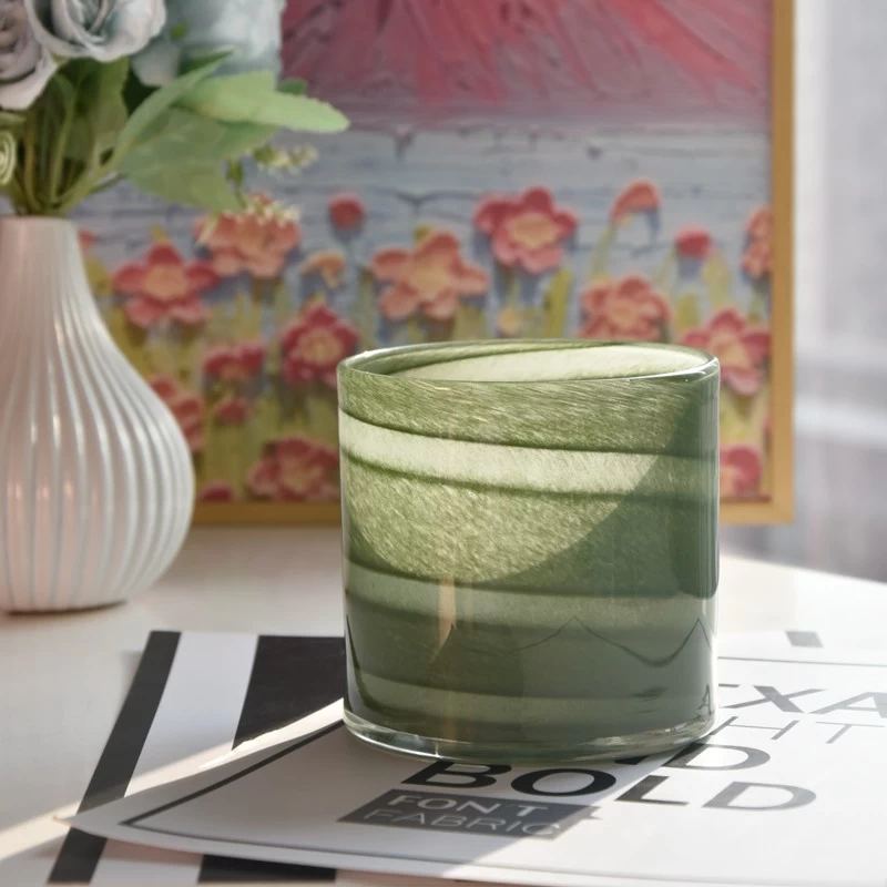 Luxury custom green glass candle jar bulk candle holder