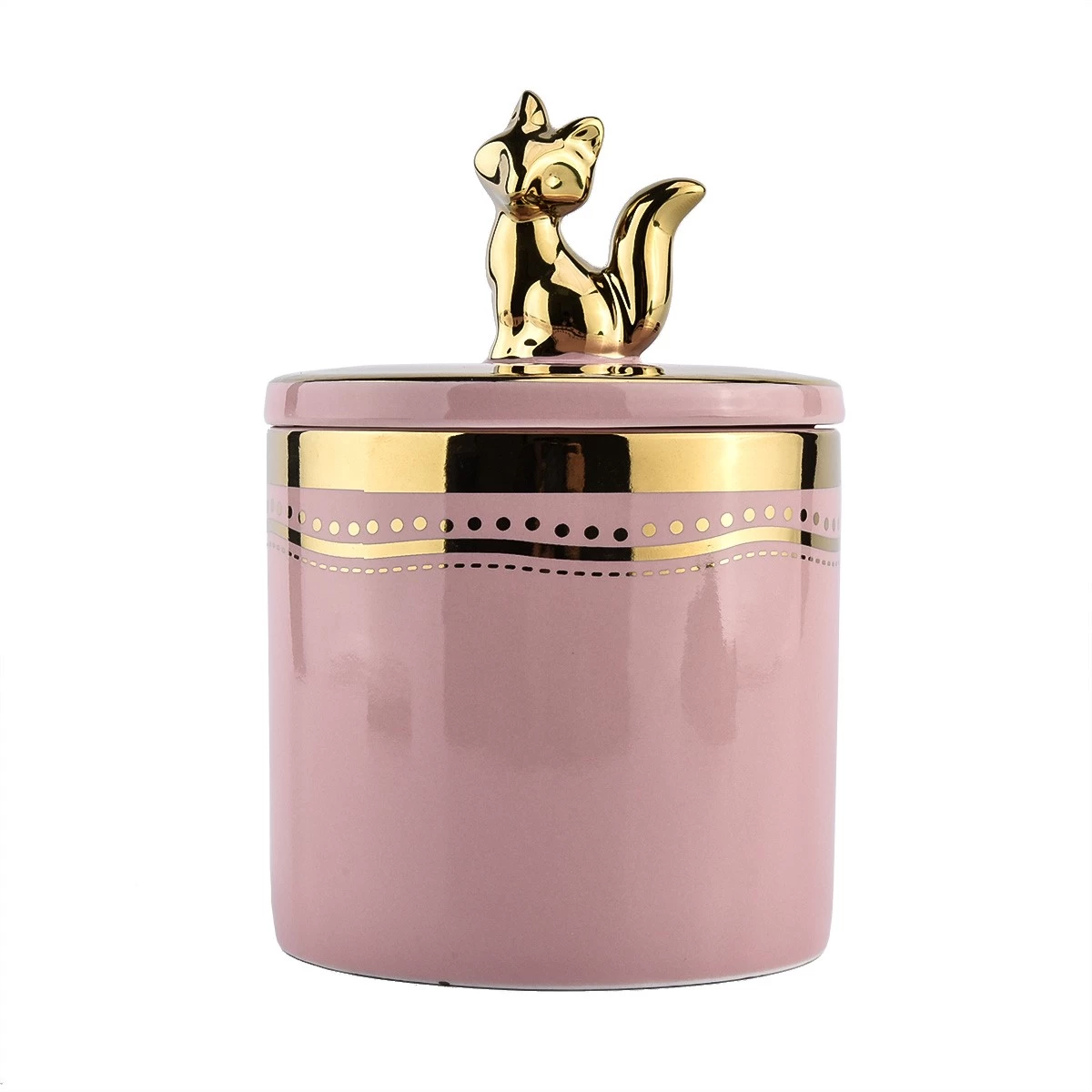 luxury pink ceramic candle jar with lid