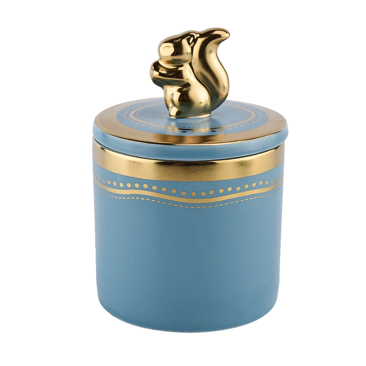 hot sales blue ceramic candle jar with handing lid