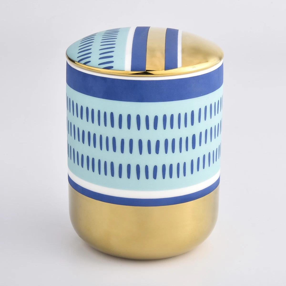 lusury round bottom ceramic candle jar with lid