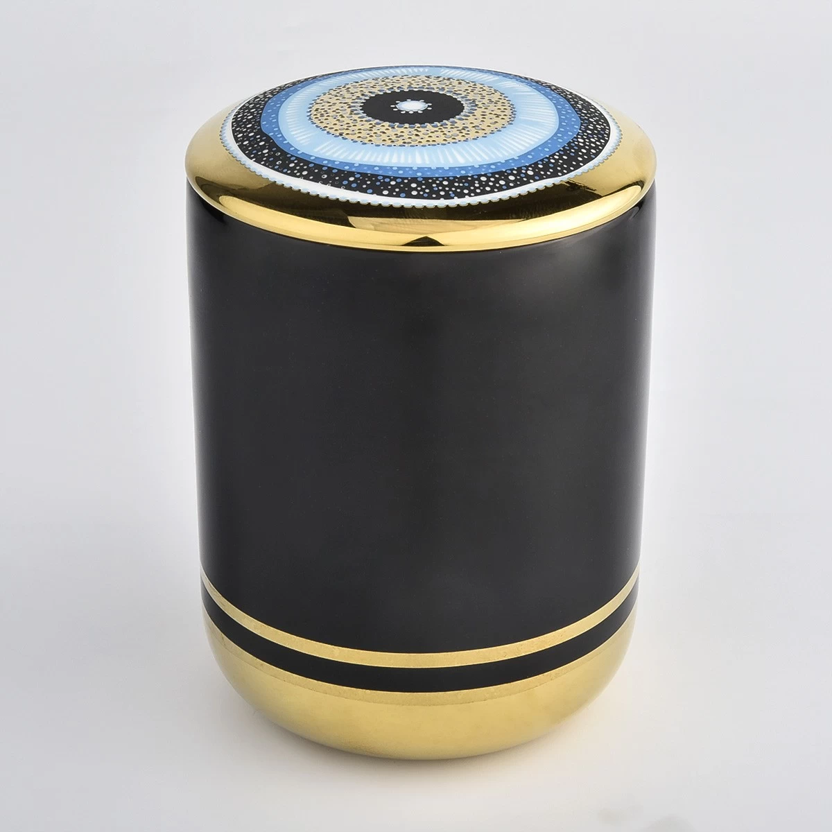 home decor black and gold color ceramic candle jar