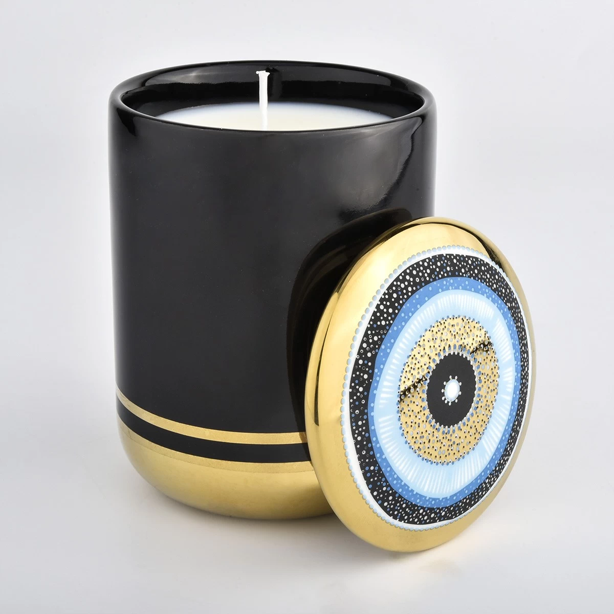home decor black and gold color ceramic candle jar
