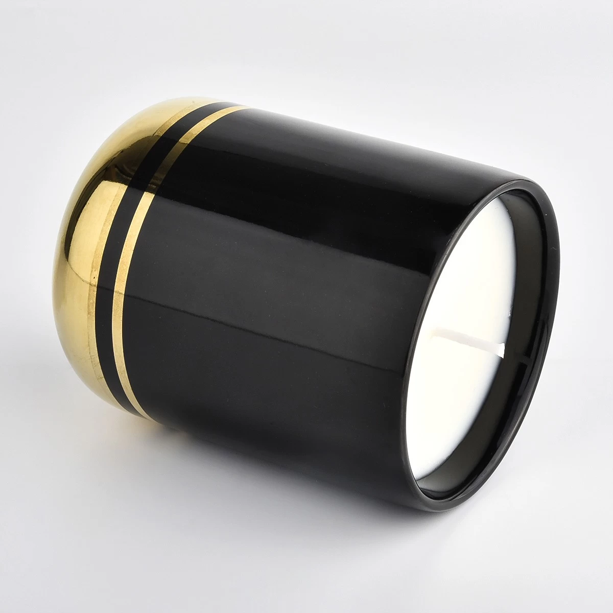 luxury gold bottom ceramic candle holder with lid