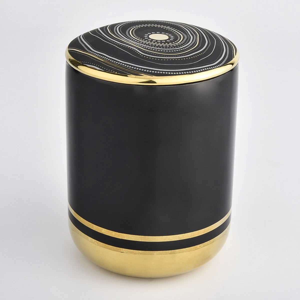 luxury gold bottom ceramic candle holder with lid