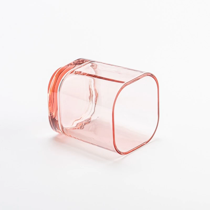 Transparent Glossy Pink Glass Container Scented Candle Jar Wholesaling