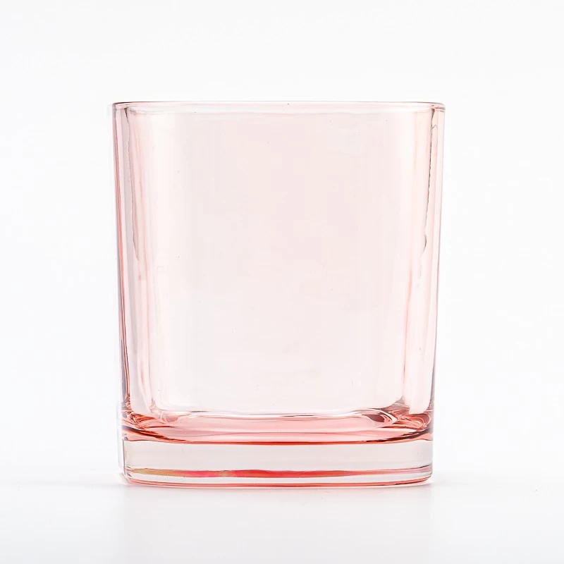 Transparent Glossy Pink Glass Container Scented Candle Jar Wholesaling