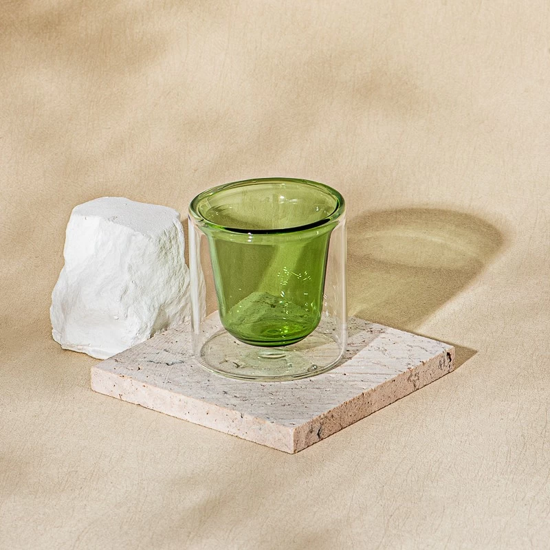 Small Capacity Double-walled Colored Glass Cup Soy Candle Vessel Wholesaling