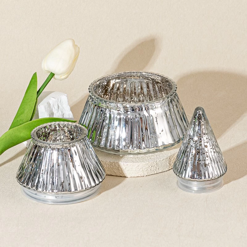 holiday mercury glass tree candle jar