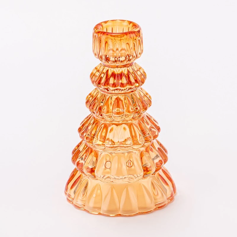 China Luxury Amber Color Decorative Tealight Holder Glass Candle Jar manufacturer