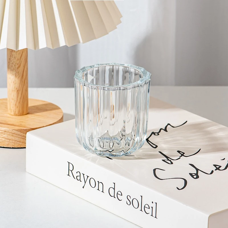 Popular Style Clear Glass Empty Candle Holder 170ml Glass Jar for Decoration