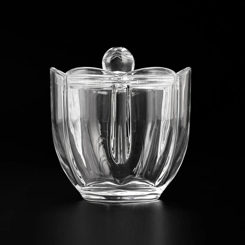 New Unique Style Customize Color Glass Vessel 6oz Empty Candle Holder with Lid