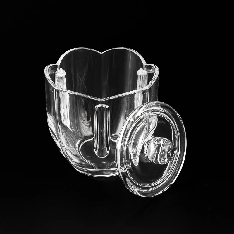 New Unique Style Customize Color Glass Vessel 6oz Empty Candle Holder with Lid