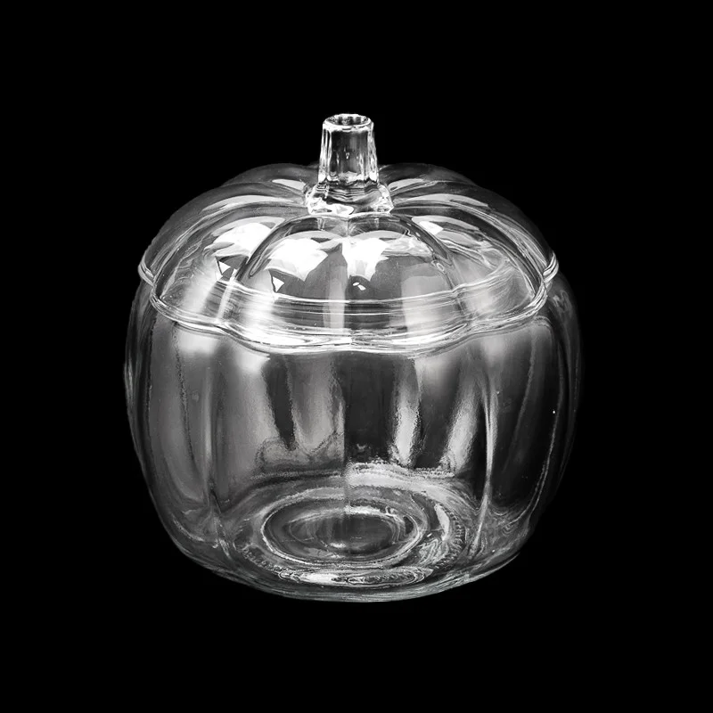 Large Capacity Pumpkin Shape Glass 2400ml Empty Candle Vessel with Lid