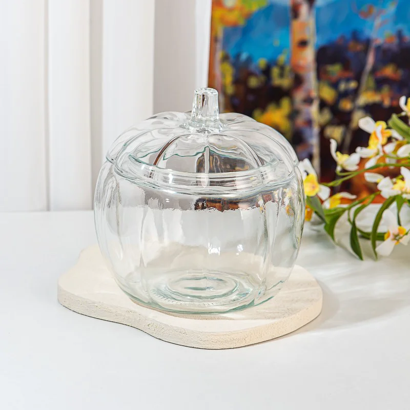Large Capacity Pumpkin Shape Glass 2400ml Empty Candle Vessel with Lid