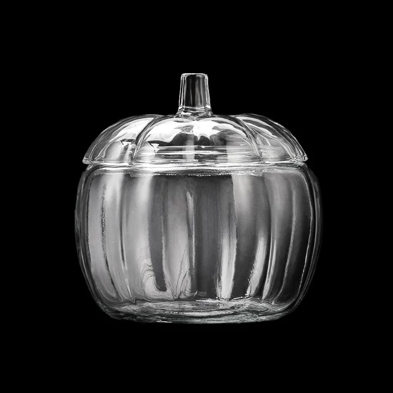 Large Capacity Pumpkin Shape Glass 2400ml Empty Candle Vessel with Lid