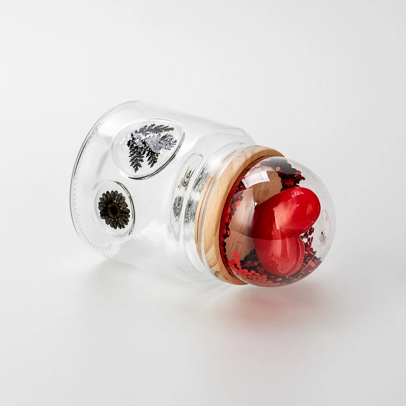 Home Decor Creative Style Glass 511ml Candle Jar with Wood Lid