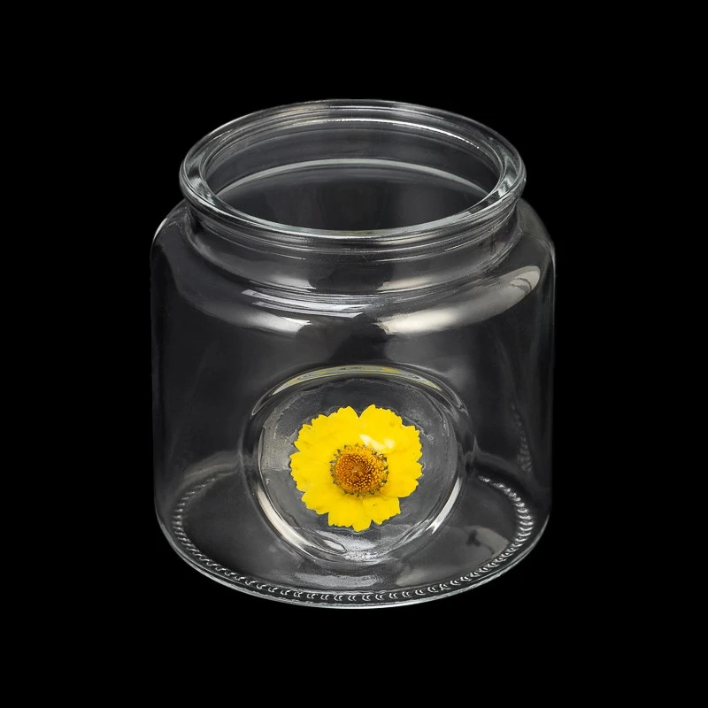 Creative Design Flower Decor Glass Jar Empty Candle Vessel