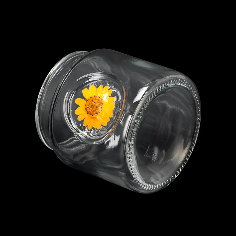 Creative Flower Finish Glass Container Empty Glass Candle Jar Manufacturing
